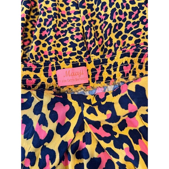 Maaji Womens Dress Orange Maxi Leopard Halter V Neck Sleeveless A Line Boho XS - Picture 4 of 10